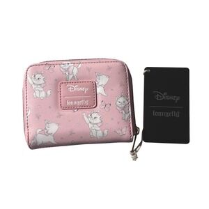 Disney Loungefly Wallet Aristocats Marie Butterfly Pink Zip Around Kitty NWT